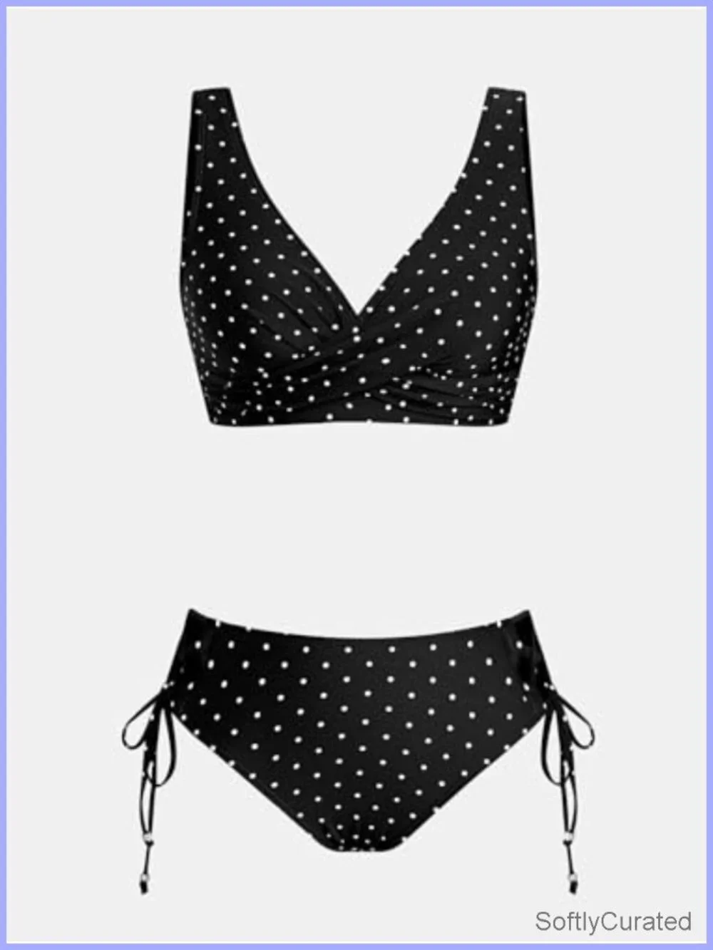 Wrap Front Bikini Set with Lace Up Back, Removable Pads, Adjustable Ties
